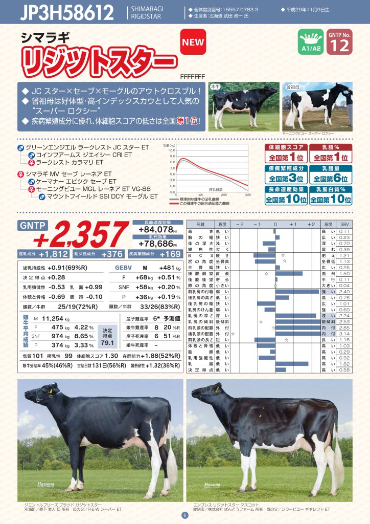 ジェネティクス北海道　JP3H58612 リジツトスター